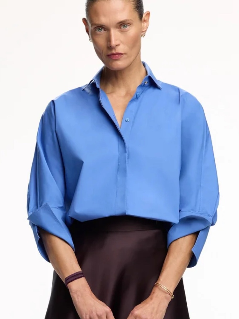 Carolina Herrera Poplin Oversized Shirt in Cobalt Blue